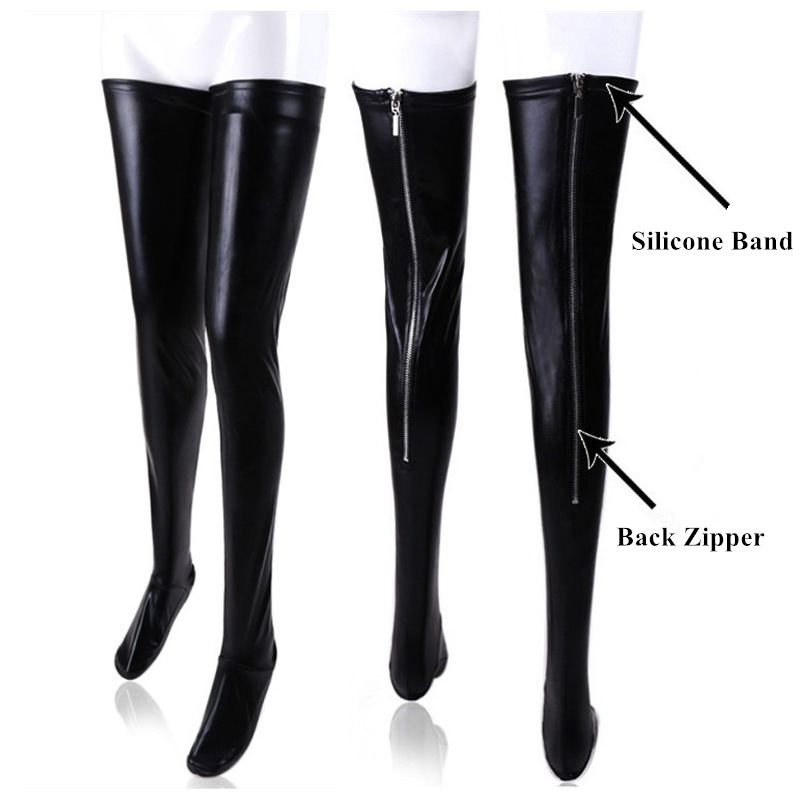 Women Shoes Xxl - 펑크 블랙 PU 가죽 스타킹 허벅지