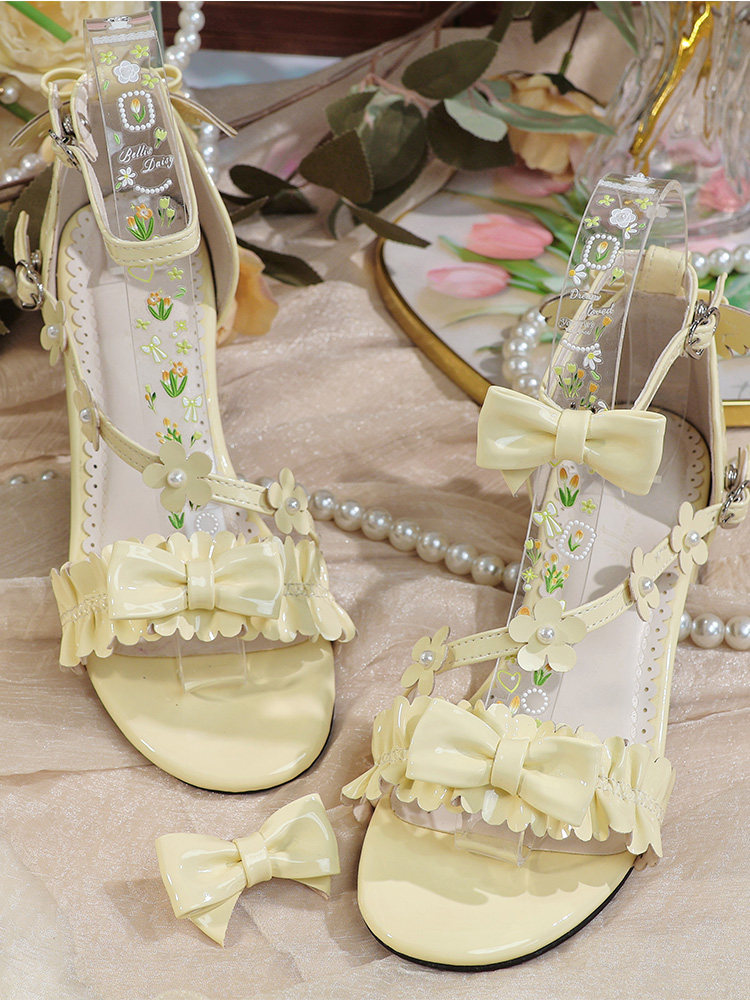 Women'S Shoes Clogs - 일본 오리지널 로리타 플라워 프릴리 보우