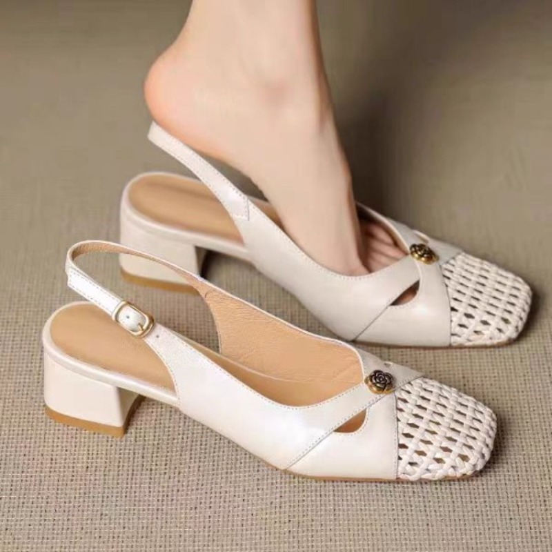 여성용 프렌치 스타일 클로즈드 토 샌들, 청키 힐, 다 - Mule Slip On 리뷰 및 가격