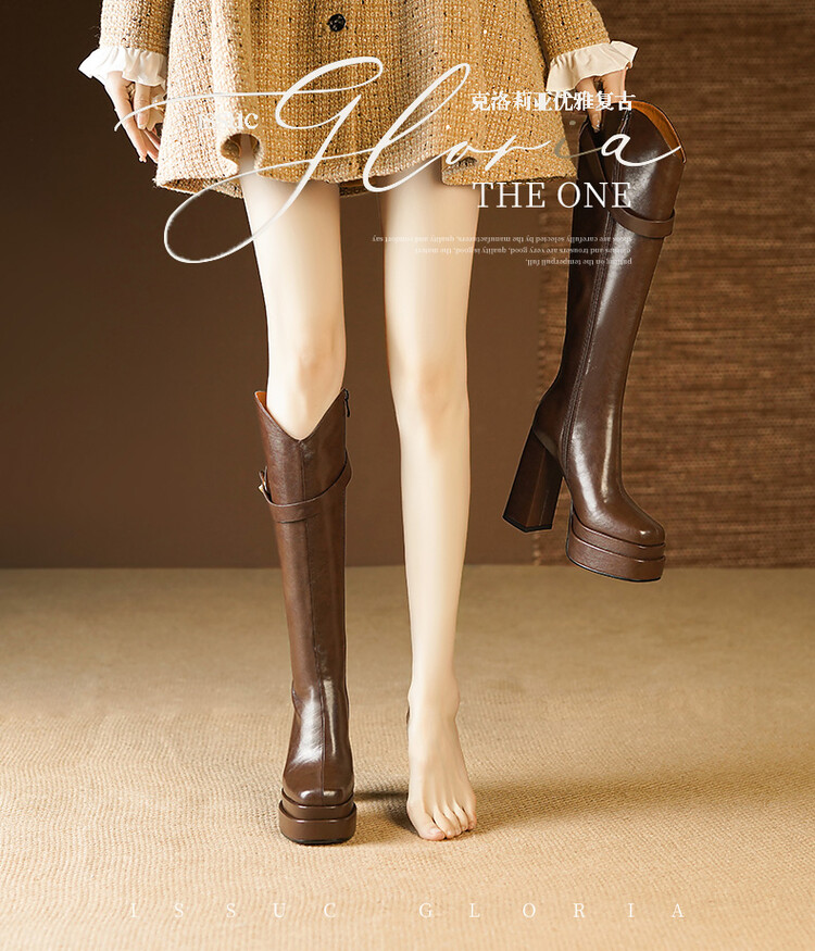 가을과 겨울용 여성용 부드러운 가죽 니하이 부츠, 빈티 - Knee High Boots Women 리뷰 및 가격
