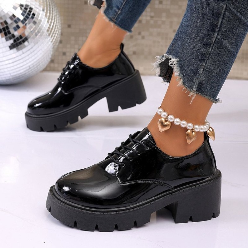 2026 새로운 여성 봄 블랙 플랫폼 플랫 슈즈 여성  - Oxford Lace Up Women 리뷰 및 가격